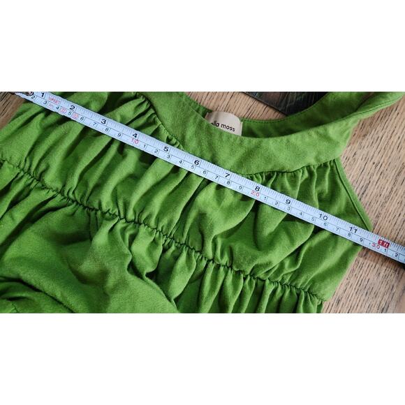 Anthropologie Ella Moss Ruffle Green Dress XS Tank Fit Flare Spring - Picture 7 of 7